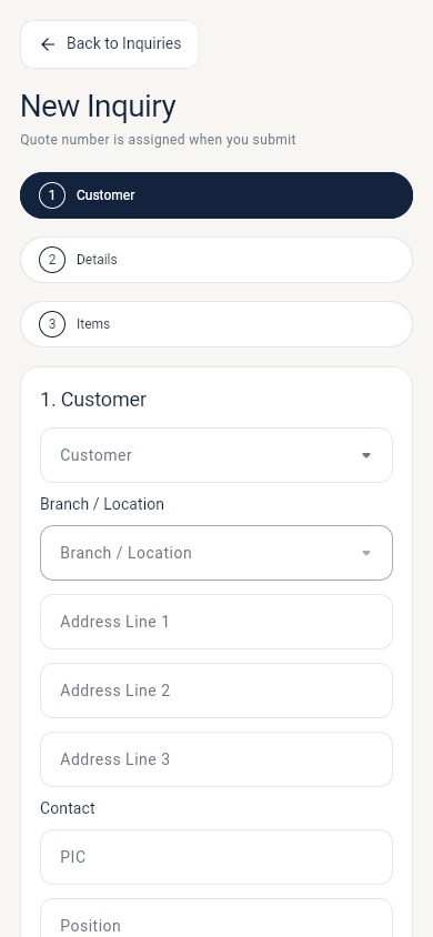 New Inquiry Customer (Mobile)